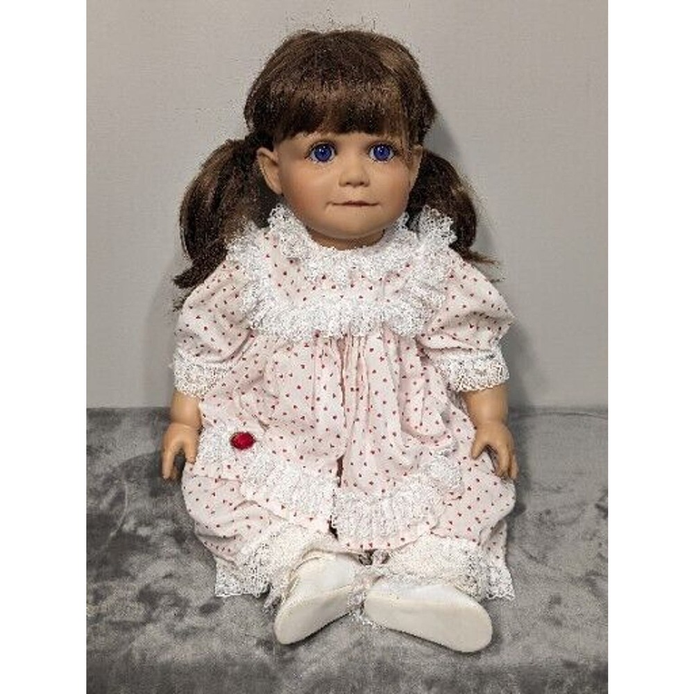 1993 Vintage Virginia Ehrlich Turner Vinyl 25" Doll Brown Hair Purple Eyes Heavy